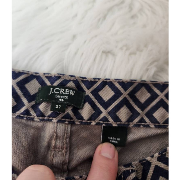 J.Crew Womens Skinny Jeans Blue Beige Geometric Stretch Mid Rise Pocket Denim 27 - Picture 6 of 7